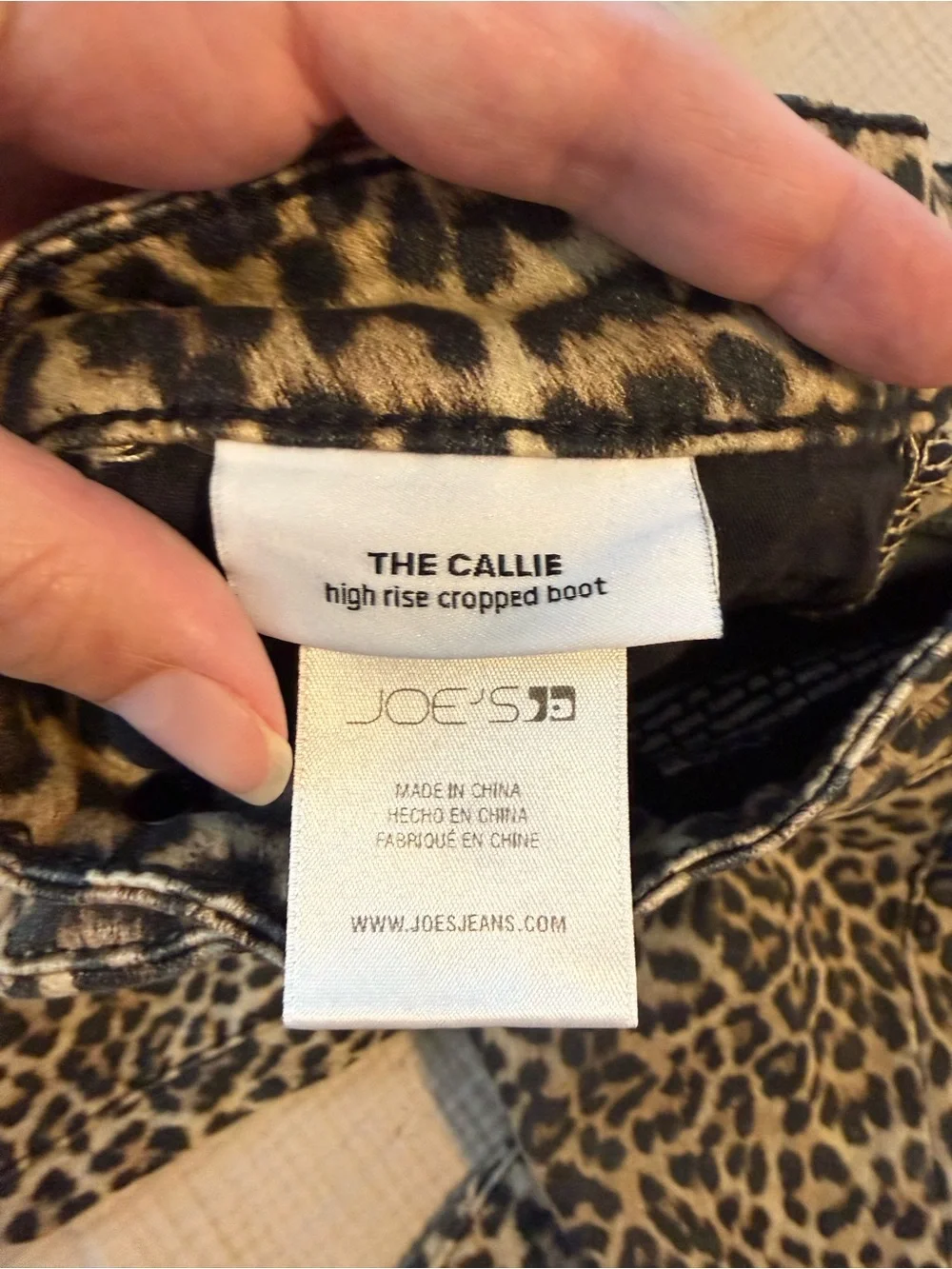 Joe’s Jeans Leopard Print High Rise Crop Boot Cut Jeans - Black/Tan - Picture 5 of 8
